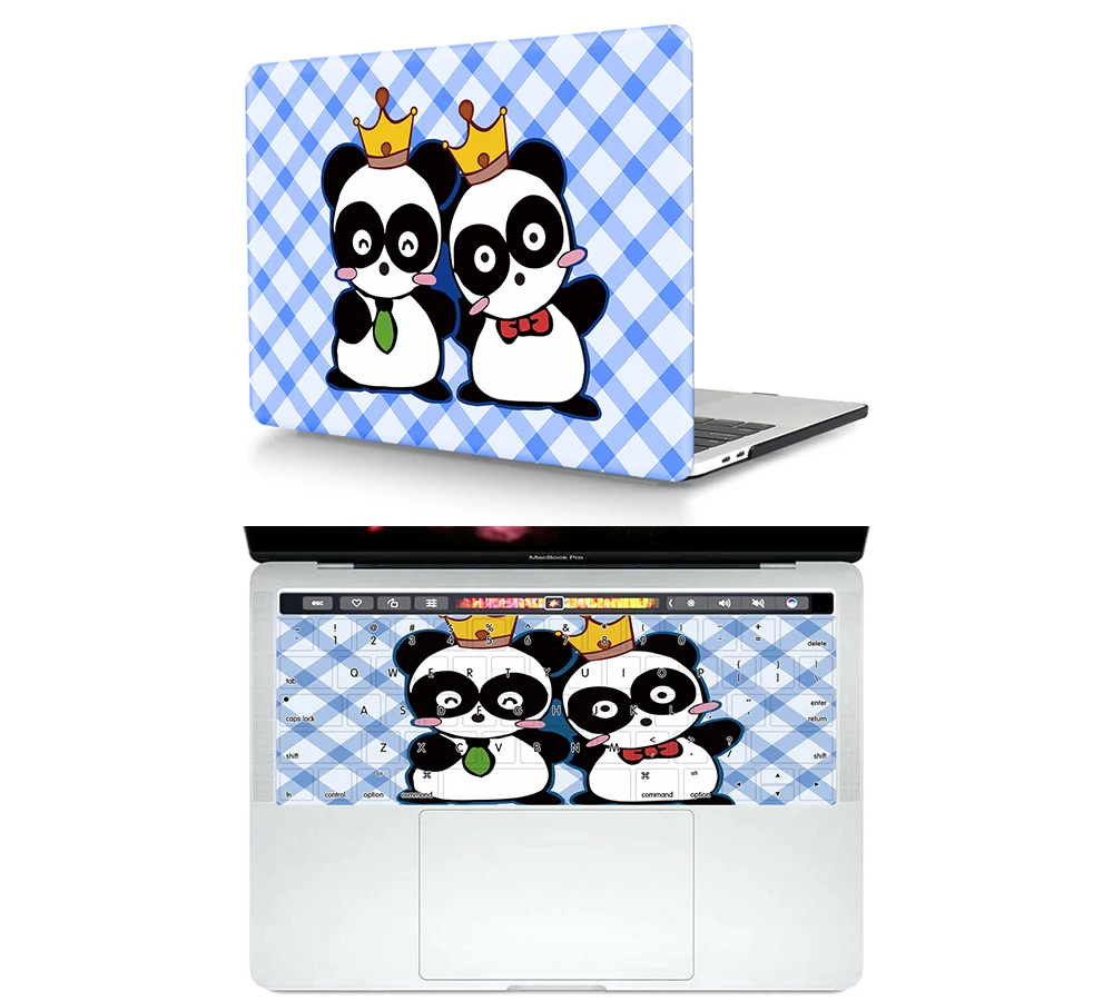 Жесткий чехол для ноутбука HRH 2 в 1 с рисунком животных силиконовый клавиатурой Mac