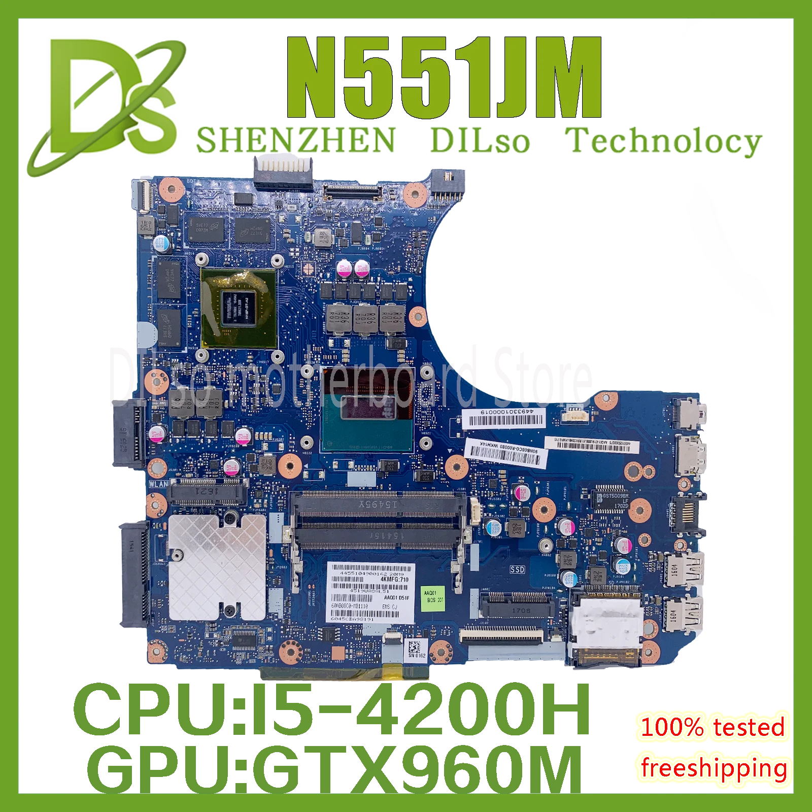 

N551JM I5-4200 CPU GTX960 motherboard for ASUS N551JX G551JM N551JW G551JX N551JK N551JM original notebook motherboard 100% test