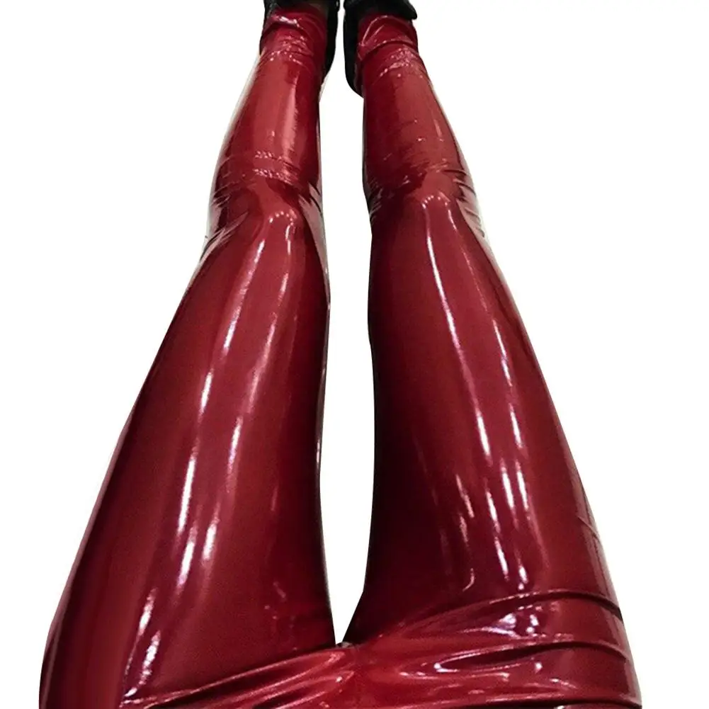 Брюки Женские однотонные из искусственной кожи шикарные штаны с завышенной