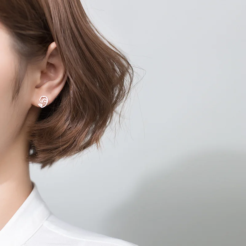 Trusta 100% Solid 925 Sterling Silver Small Cool Face Stud Earrings For Girl Women Fine Jewelry Wholesale lots DS1465 | Украшения и