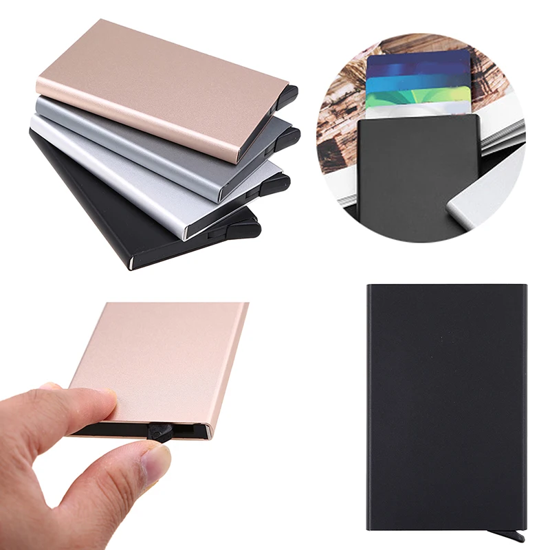 

1pc Anti-theft Wallet Thin ID Card Holder Unisex Metal Bank Credit Card Holder Business Mini Pass Port Protector