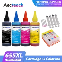aecteach new 4 colors printer ink refill kits for hp655 655xl refillable ink cartridge for hp deskjet 3525 4615 5525