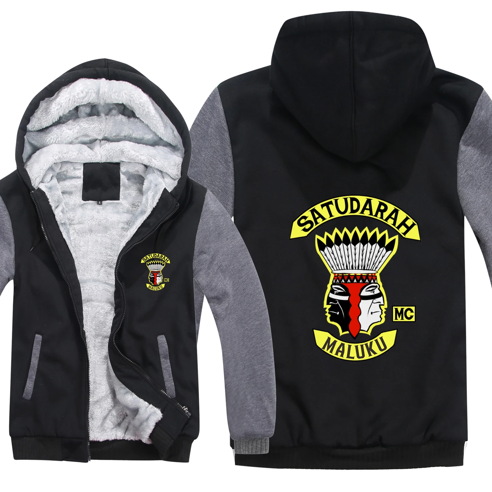 

2020 NEW Motorcycle for Satudarah MC Malku Hoodies Warm Men Fashion Wool Liner Jacket Sweatshirts Men Coat