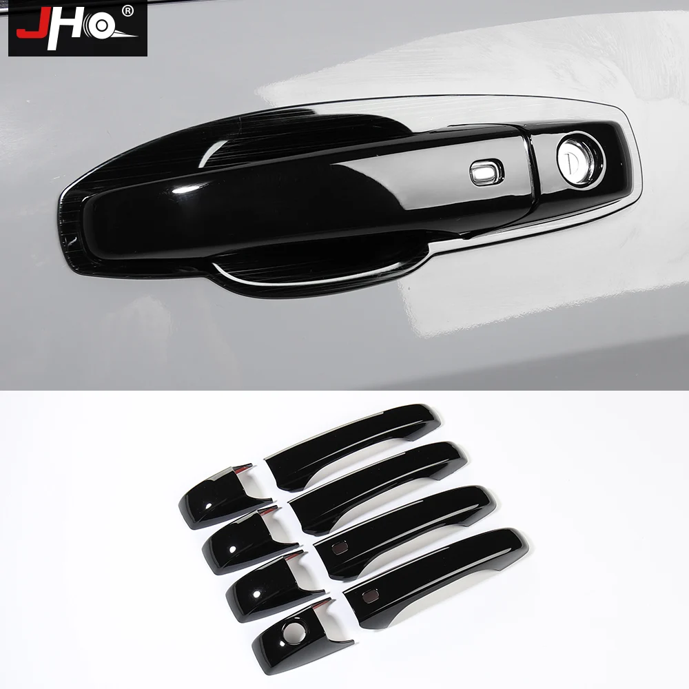JHO ABS Plastic Carbon Grain Car Door Handle Overlay Cover Trim for Jeep Grand Cherokee 2014-2020 2019 2018 2017 2016 2015