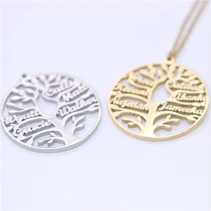 Senfai, персонализированное ожерелье с именами семьи, жизнь дерева, индивидуальное имя, женская подвеска, ювелирные изделия, Модный Круглый чокер с деревом