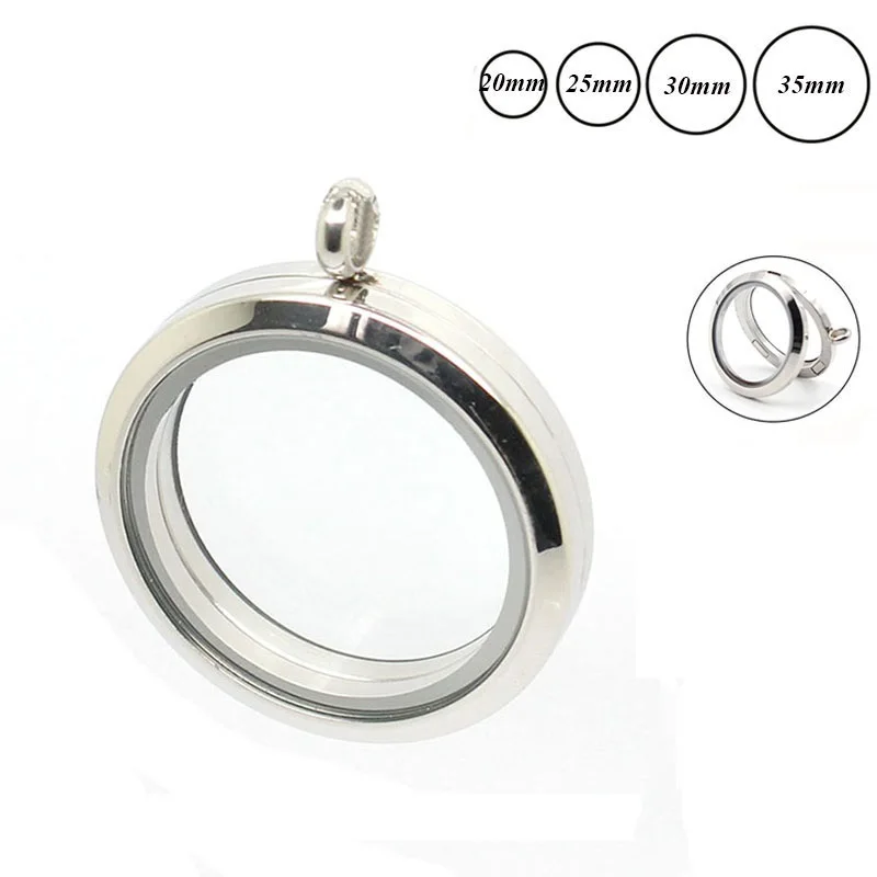 Круглый Серебряный Простой Магнитный Плавающий Медальон 316L из нержавеющей стали