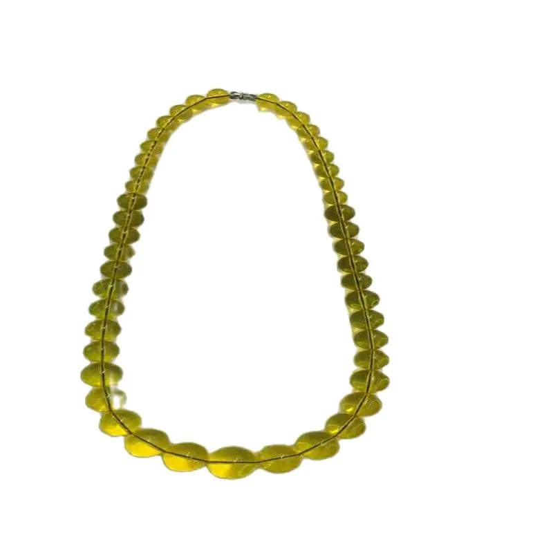 

Old Hand Carved Amber Beeswax Beads Necklace Noble Temperament Fluorescent Beads Necklace