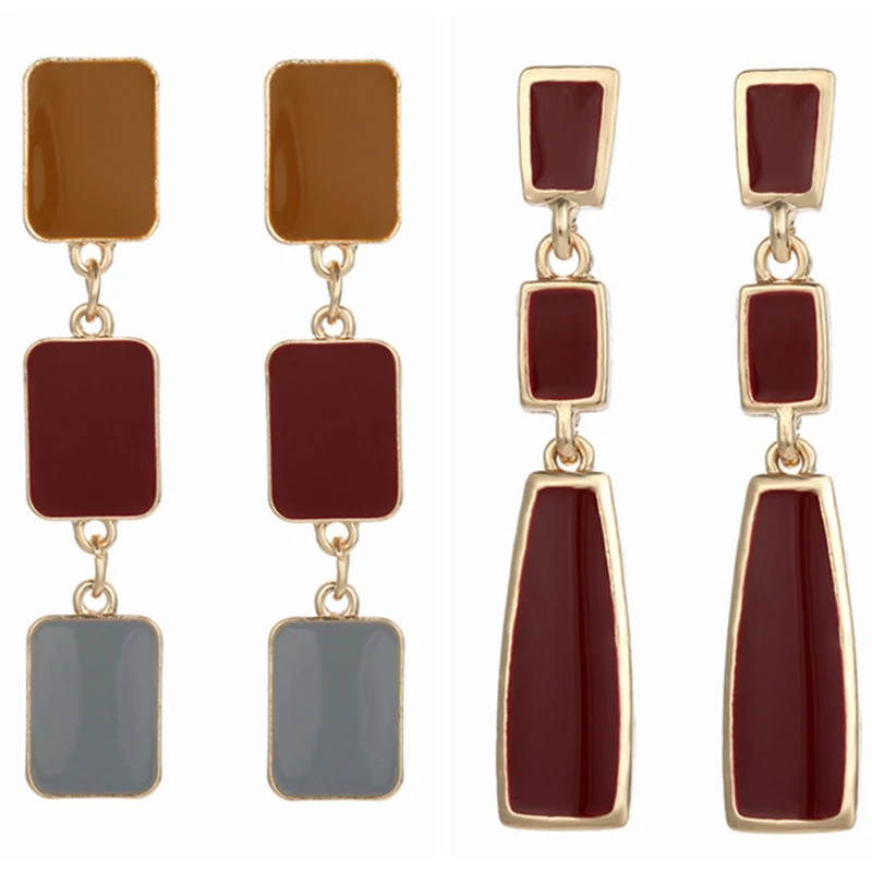 2019 корейские массивные винтажные Геометрические Квадратные серьги длинные