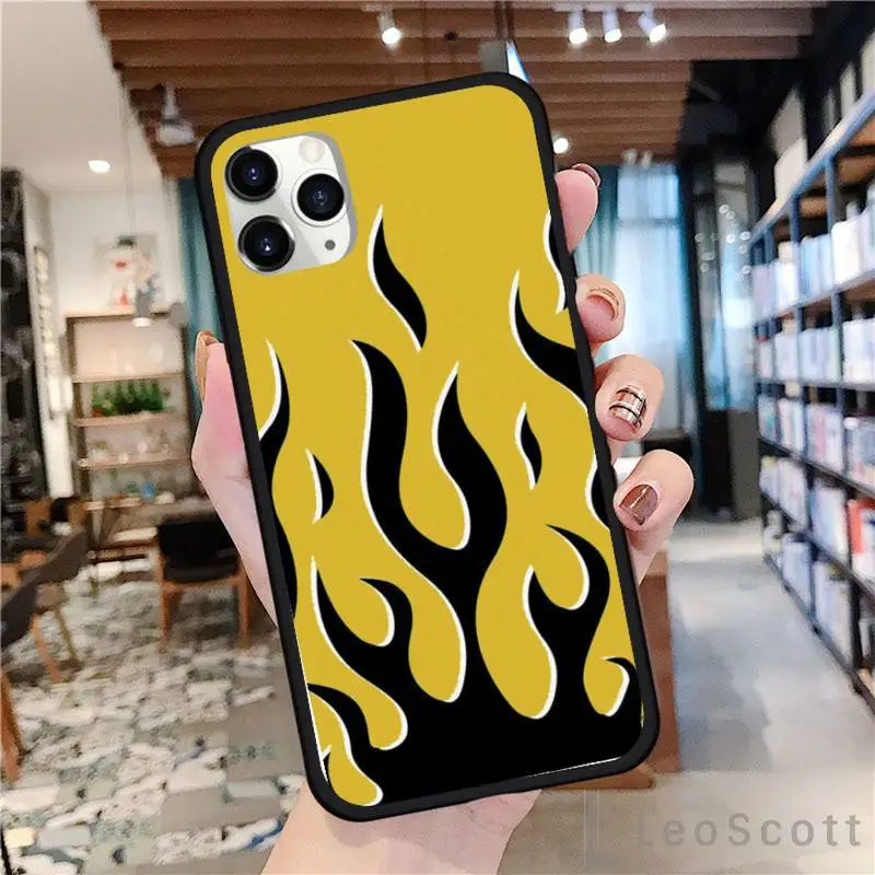 

fashion Red Black Art Flame Pattern Phone Case For iphone 8 11 12 Redmi note 8 9 s huawei p 30 pro lite plus cover shell funda