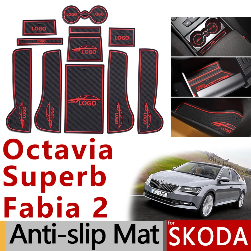 Противоскользящий резиновый коврик со слотами для ворот подстаканника Skoda Octavia a5