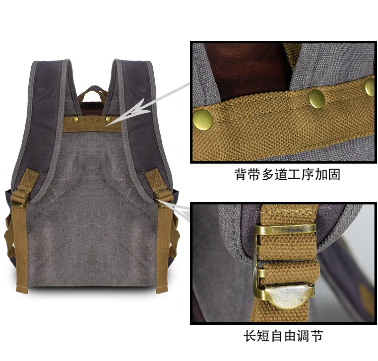 

New fashion men's backpack vintage canvas backpack school bag men's travel bags large capacity travel laptop backpack bag