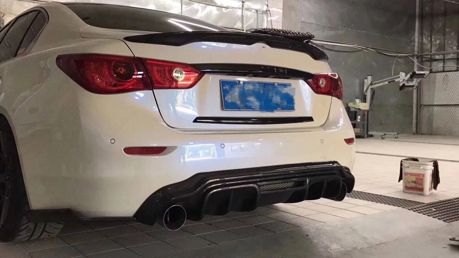 

S Style Rear Diffuser Lip Bumper For Infiniti Q50 2013-2017 Real Carbon Fiber Replacement Lower Trunk Exhaust Splitter Spoiler