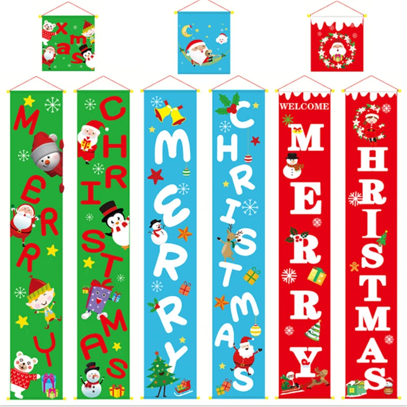 

2021 New Christmas Decoration Supplies Couplet Hanging Cloth Christmas Atmosphere Wall Cloth Hanging Door Ornaments
