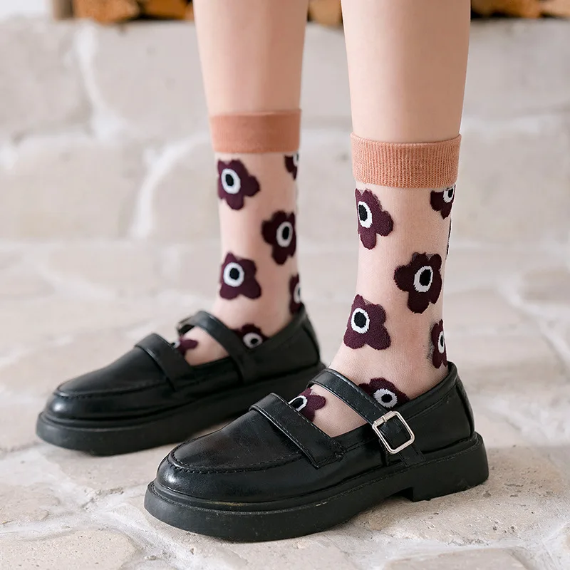 Японские Женские носки Харадзюку женские хлопковые прозрачные в элегантном