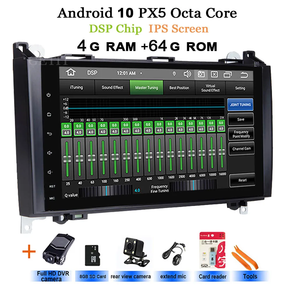 DSP чип ips 2din Android 10 gps головное устройство для Mercedes Benz B200 A B класс W169 W245 Viano Vito W639 Sprinter W906 BT Радио - Цвет: DSP-4G-Rear-DVR