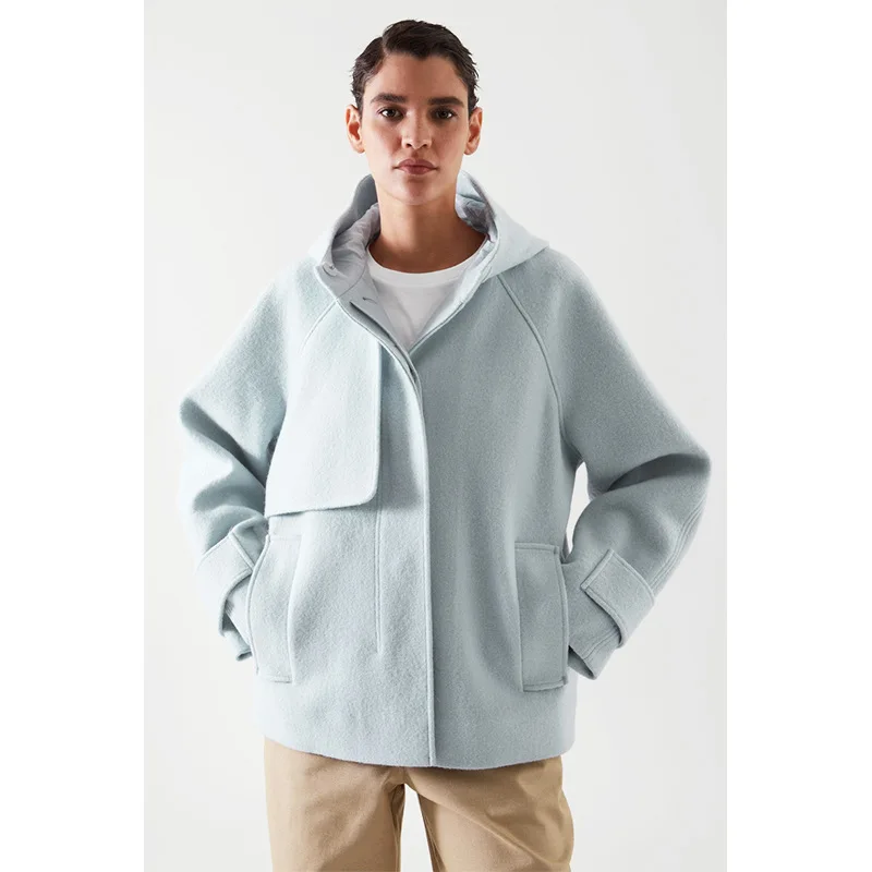 Женское зимнее пальто с капюшоном Свободное средней длины из шерсти 2021 | Женская