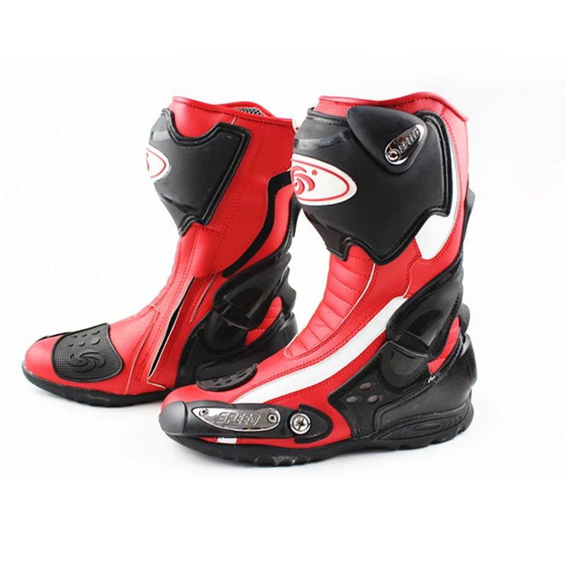 Мужские кожаные мотоциклетные ботинки из микрофибры|Мотоциклетные сапоги| |