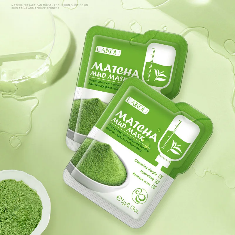 

5pcs Matcha Green Clay Mud Face Mask Anti Wrinkle Night Facial Packs Dark Circle Moisturize Anti-Aging Mask for Facecare Masks