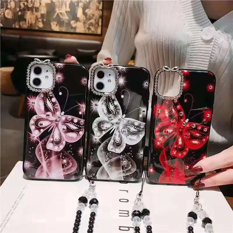 Для iPhone 11 Pro Max милый блестящий чехол с бабочкой для X XR XS 6 6S 7P 8 plus роскошная задняя