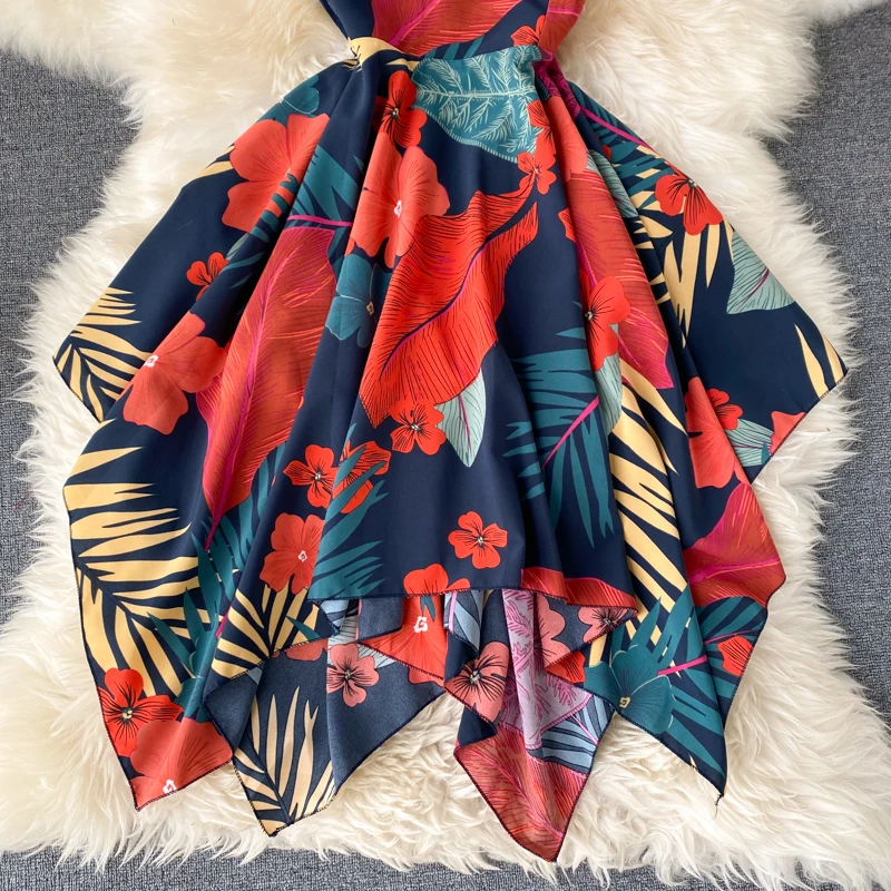 Платье женское в стиле бохо с v-образным вырезом облегающее платье миди цветочным