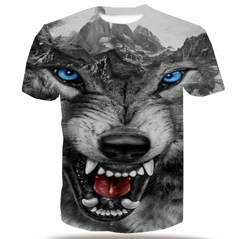 Мужская футболка UNEY с изображением лесного волка футболки коротким рукавом