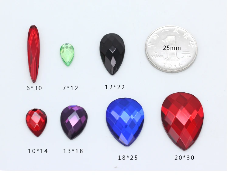 20p 18x25 слеза Цвет фольгированные с плоской задней частью в виде граненых