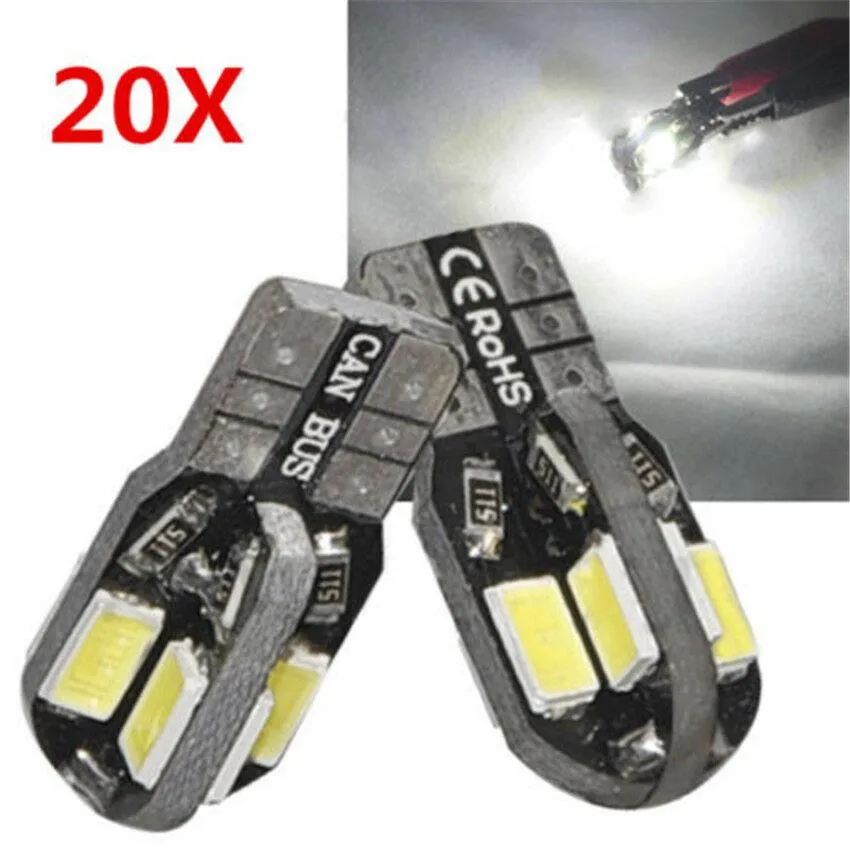 

20pcs Car Turn Signal Lights T10 W5W 5630 LED 8 SMD CANBUS ERROR FREE Car Side Wedge Light Bulb Accessories
