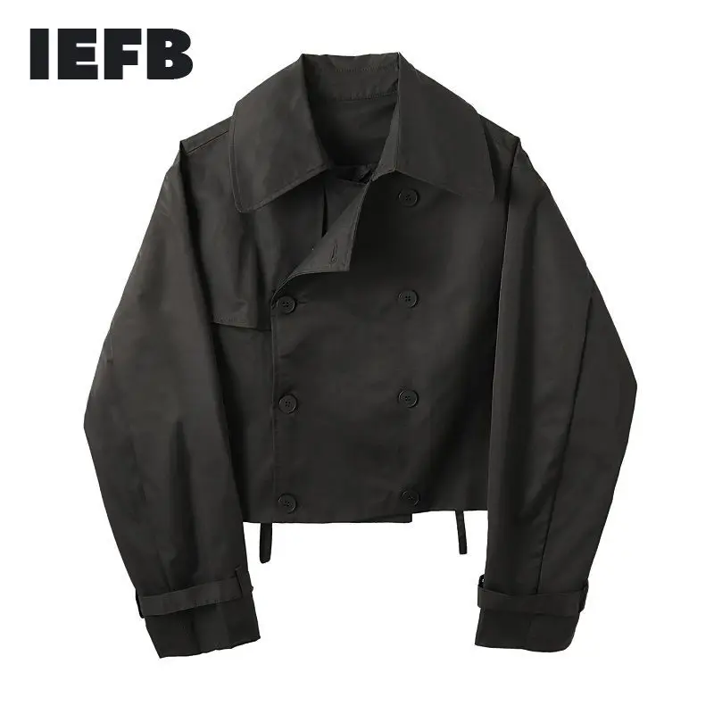 

Куртка IEFB/Мужская короткая, двубортная, со спущенным плечом, с длинным рукавом, большого размера, на осень, Y4047