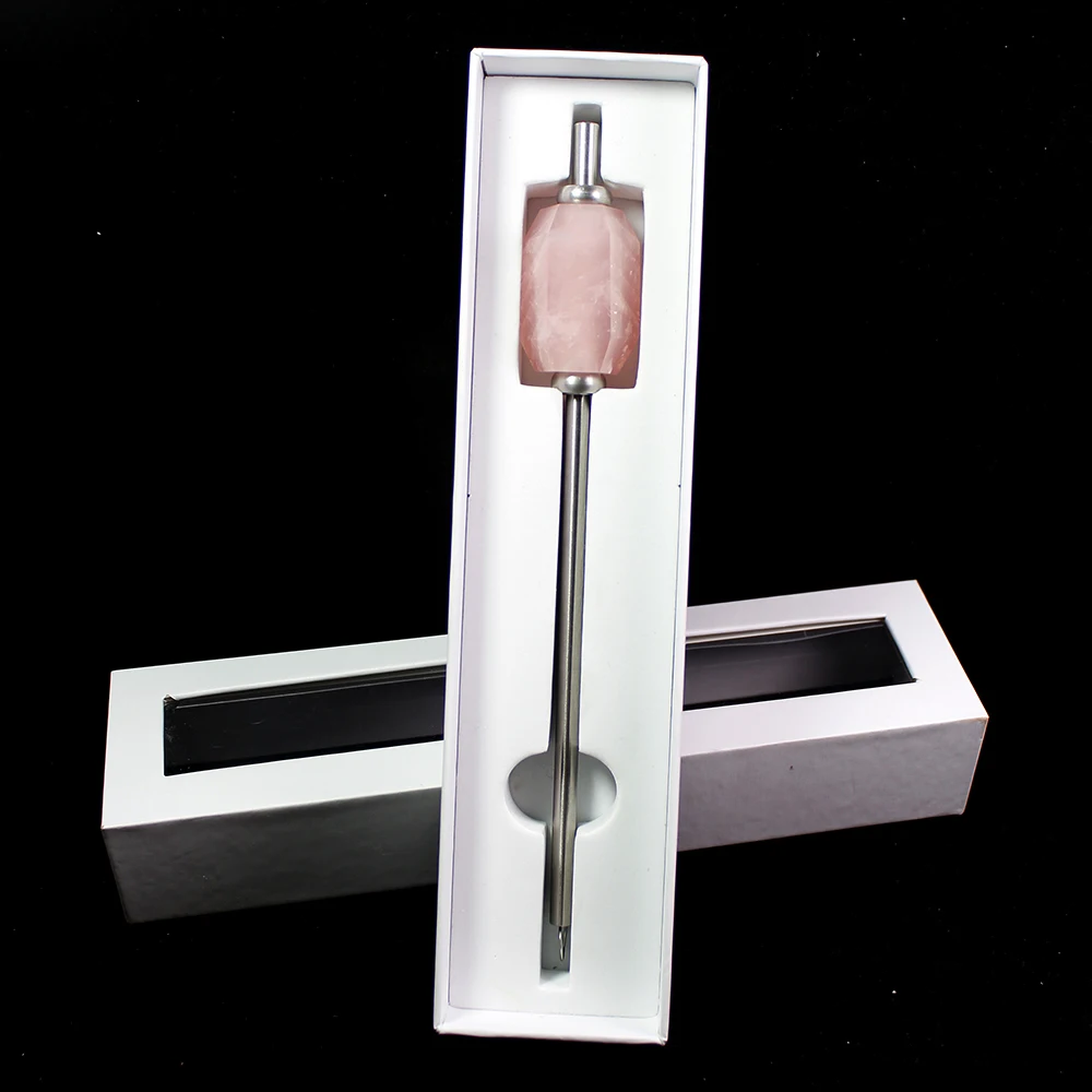 rose quartz Runyangshi 1 шт. Новинка экологичный многоразовый натуральный кристалл Аметист Соломка для напитков из нержавеющей стали розовый кварц с кисточкой - Цвет: rose quartz