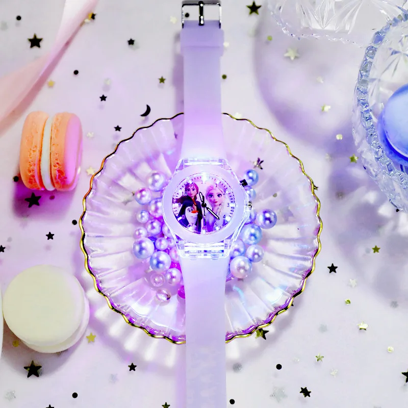 

JARAMP Frozen Watch Princess Aisha Children's Luminous Watch Student Silicone Colorful Lights Watch gifts for girls kids watch