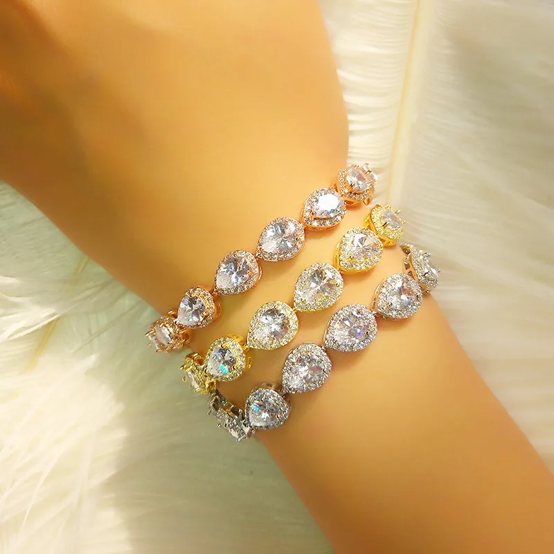 RAKOL классический AAA капли воды кубический циркон браслет для женщин розовое