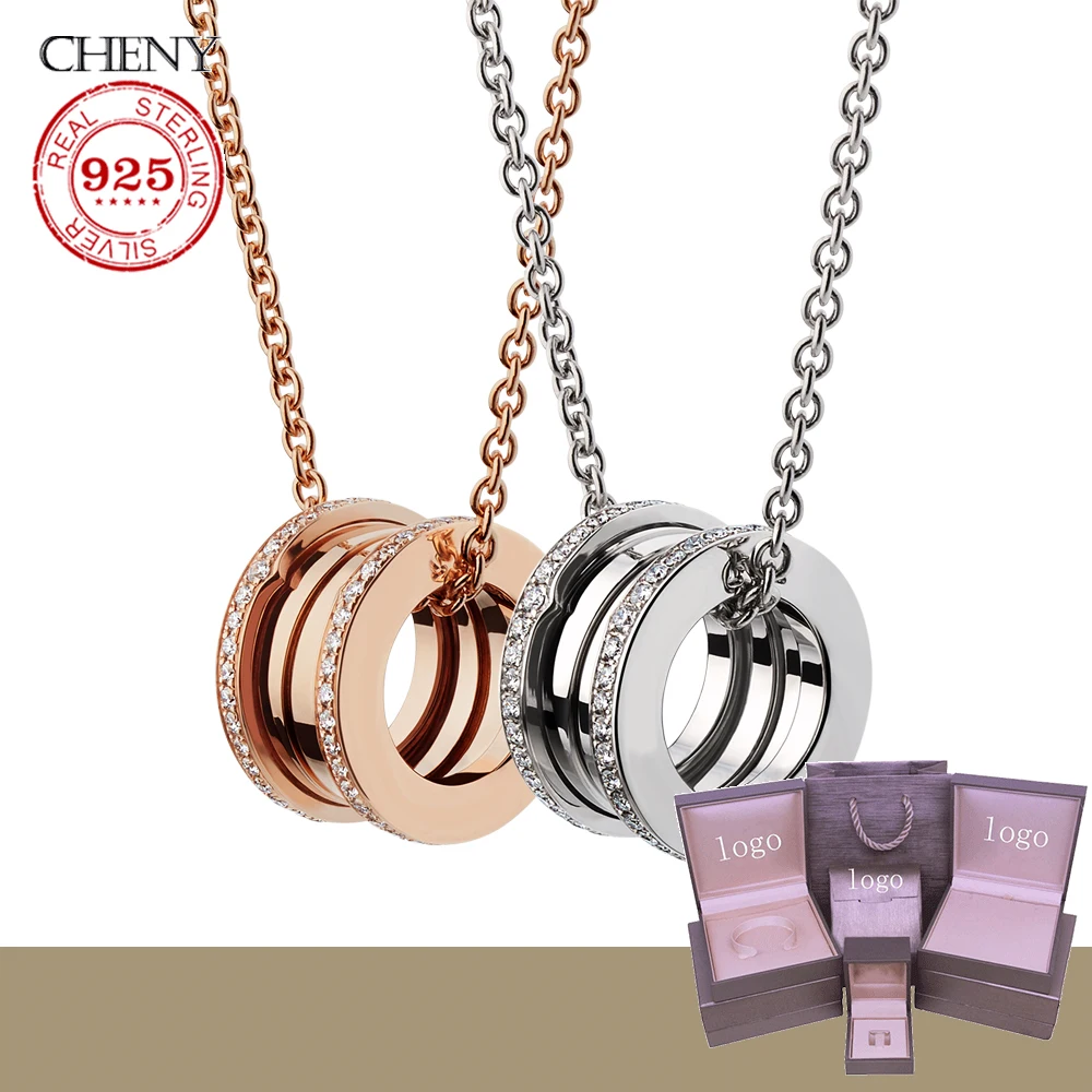 

RetroSen s925 Sterling Silver Necklace Ceramics Design With Crystal Womens Decoration Fashion Jewelry Anniversary Gift
