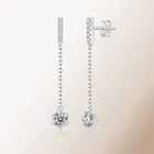 Модные серьги-подвески в виде снежинок с муассанитом VVS1, цвет под серебро карат, с кисточкой и бриллиантами