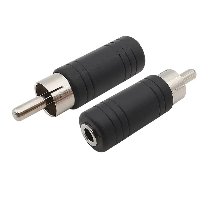 

2Pcs Black 3.5mm Female to RCA Male Mono Audio Adapter RCA Plug to 3.5 Jack Connector Converter