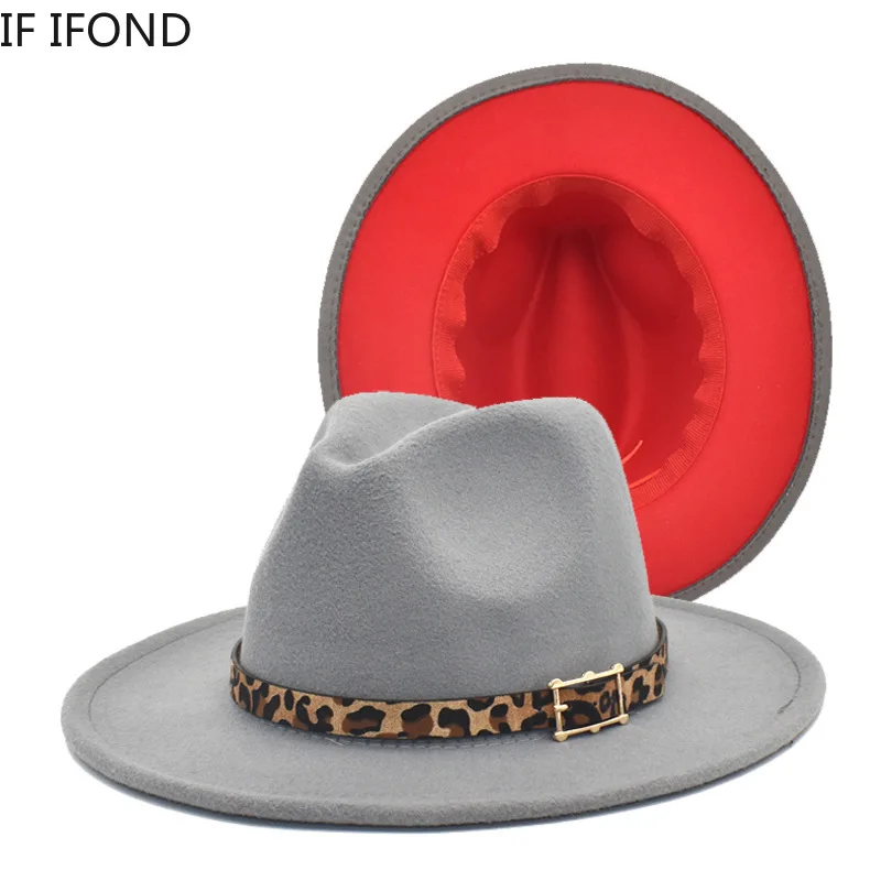 

Красный, серый фетр для пэчворка джаз шляпа Для мужчин Для женщин Для мужчин на плоской подошве полями шерсть фетровая шляпка шерстяная Шап...