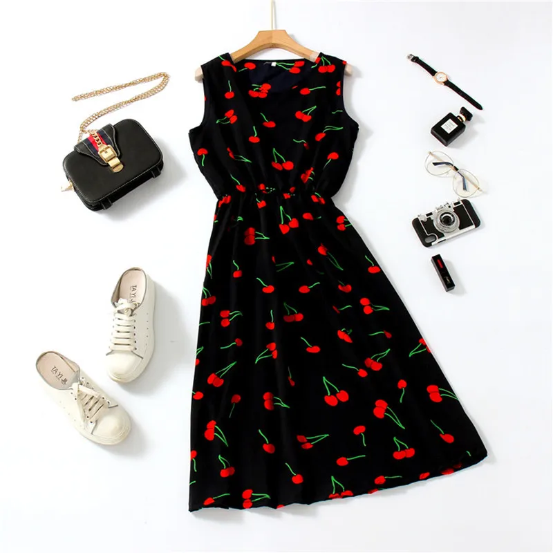 

Женское винтажное платье-трапеция без рукавов, свободное вечерние мини с V-образным вырезом и цветочным принтом, модель 2021 на весну,