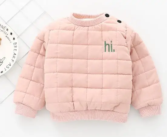 pink Детская зимняя Толстовка для малышей теплая верхняя одежда с мехом, одежда для девочек и мальчиков, г., пуловер, куртка детское Пальто Пуховые топы, одежда - Цвет: pink