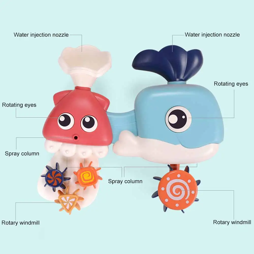 

Kids Cute Bathroom Toy Baby Water Floating Bathtub Kids Play Water Games Toy Whale Little Octopus Shower Faucet Spraying Games