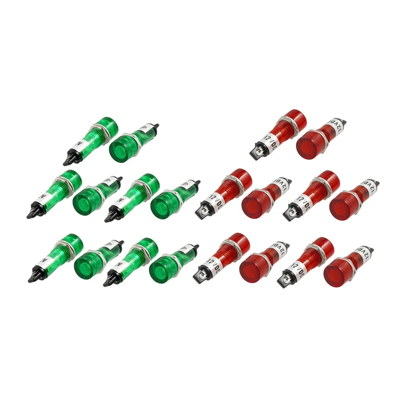 

20 Pcs DC 12V Recessed Green Pilot Light Signal Indicator Lamp
