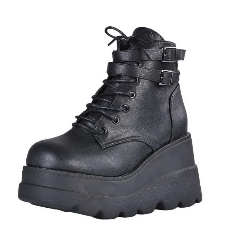 

Brand Design 2022 Platform High Heels Ankle Boots Punk Cosplay Fashionable Spring Autumn Wedges Shoes Ankle Boots Women 43sizes
