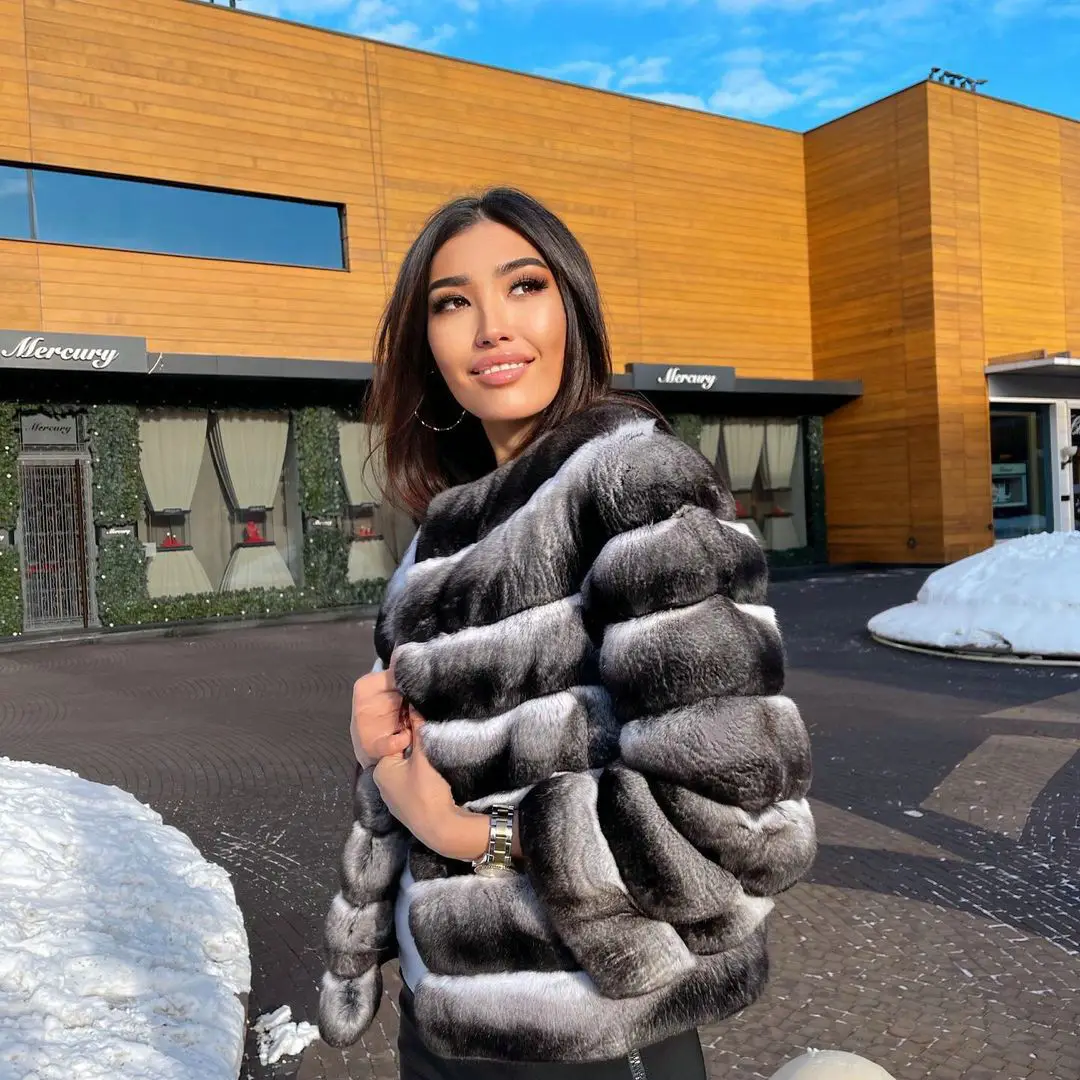 2022 New Real Rex Rabbit Fur Coat Women Winter Fashion Full Pelt Rex Rabbit Fur Jacket Natural Women Trendy Fur Overcoat Luxury