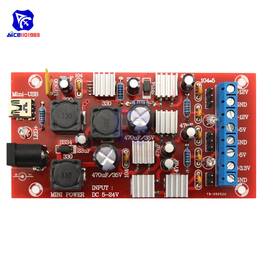Diymore 5-24 В до ± 12 В ± 5 в 3,3 В мини USB двойной блок питания Boost одиночный поворотный Модуль линейный регулятор напряжения DIY Kit
