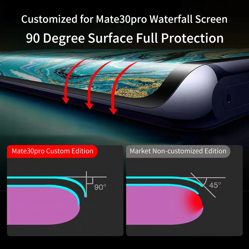 uv liquid full cover tempered glass for huawei p30 p40 p50 pro screen protector huawei mate 20 30 40 soft protect hydrogel film free global shipping