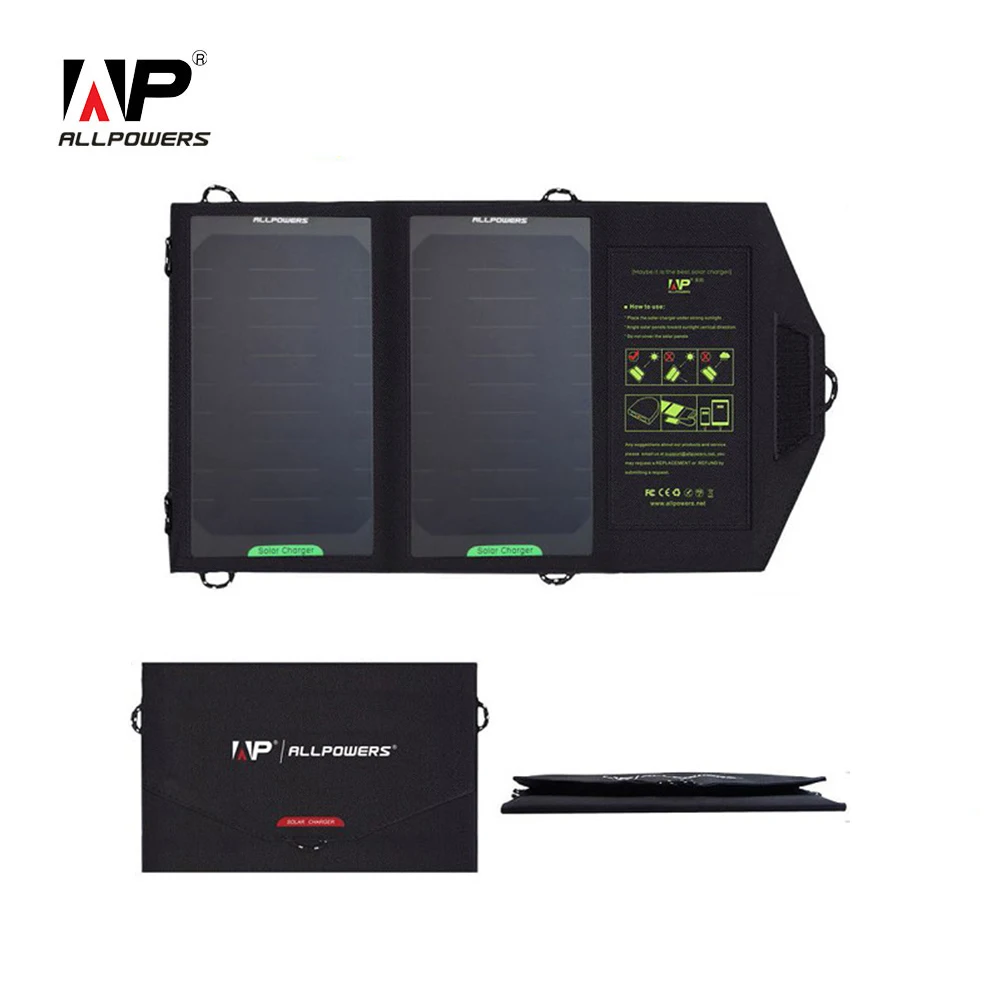 ALLPOWERS 5V 10W Solar Charger SunPower Panel Outdoor Portable Power Bank for Smartphone | Электроника