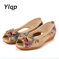 2019 summer new women sandals floral print peep toe woman flats flower slip on flat shoes open toe ladies shoes zapatos mujer