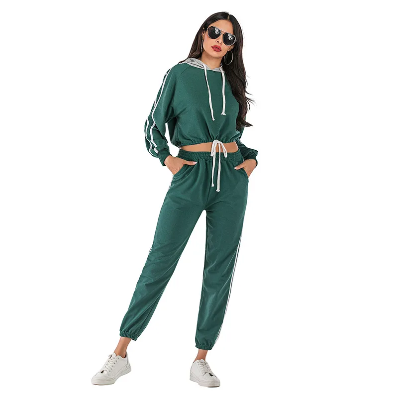 Diwish/женский комплект однотонный спортивный свитер зеленый костюм короткое