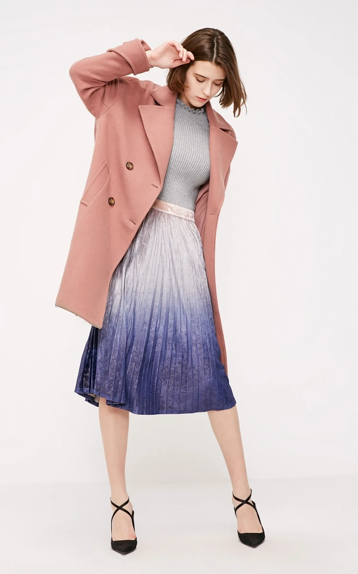 Vero Moda осень зима лацкан воротник двубортное шерстяное пальто | 318327564
