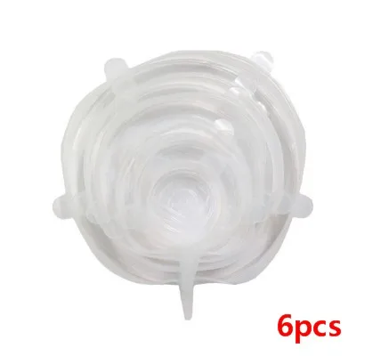 A-6CS 6/12 шт Многоразовые Силиконовая крышка для еды стрейч Vacuum Seal Обёрточная бумага Кухня организации Пособия по кулинарии Еда держать закрытые крышки дропшиппинг - Цвет: A-6CS