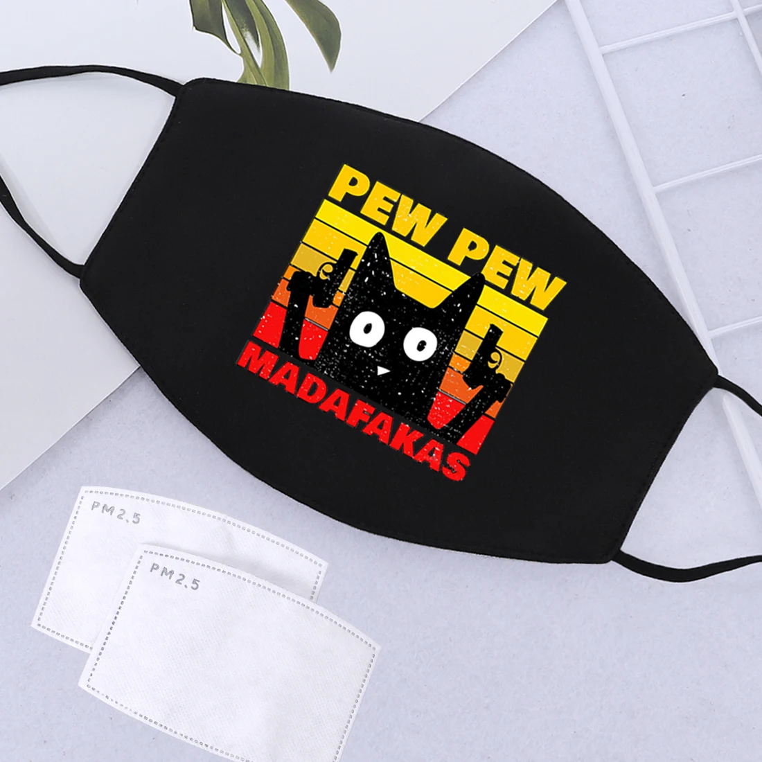 

Pew Madafakas Cat Cartoon Masks Washable Dustproof Male PM2.5 Activated Carbon Filter Paper Masks Adjustable 2021 New Masque