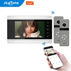 JeaTone Tuya Wi-Fi видеодомофон с 2 дверными звонками для дома, функция двойной разблокировки, система управления доступом в приложение